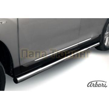 Защита штатных порогов труба 76 мм Slitkoff для Toyota Highlander 2010-2014 Защита штатных порогов труба 76 мм Slitkoff для Toyota Highlander 2010-2014