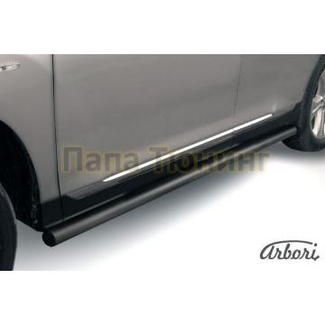 Защита штатных порогов чёрная сталь труба 57 мм Slitkoff для Toyota Highlander 2010-2014 Защита штатных порогов чёрная сталь труба 57 мм Slitkoff для Toyota Highlander 2010-2014