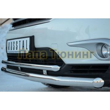 Защита передняя двойная d57-d42 РусСталь для Toyota Highlander 2010-2014