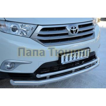 Защита передняя двойная d57-d42 РусСталь для Toyota Highlander 2010-2014