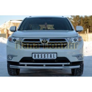 Защита передняя двойная d57-d42 РусСталь для Toyota Highlander 2010-2014