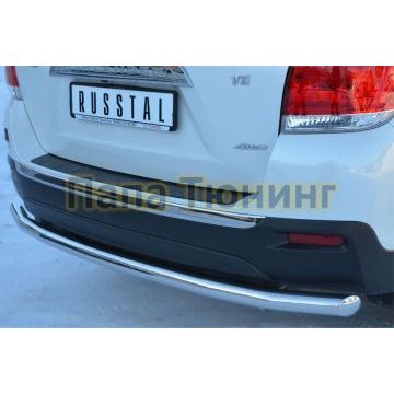 Защита заднего бампера d57 секции РусСталь для Toyota Highlander 2010-2014