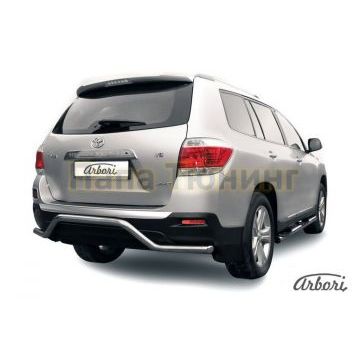 Защита заднего бампера волна 57 мм Slitkoff для Toyota Highlander 2010-2014 Защита заднего бампера волна 57 мм Slitkoff для Toyota Highlander 2010-2014