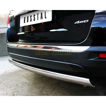 Защита заднего бампера овальная 75х42 мм РусСталь для Toyota Highlander 2010-2014