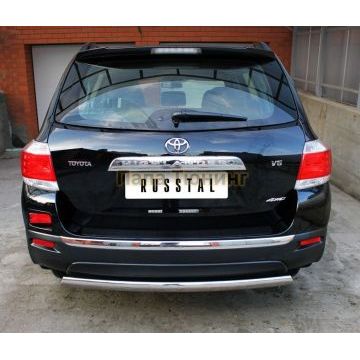 Защита заднего бампера овальная 75х42 мм РусСталь для Toyota Highlander 2010-2014
