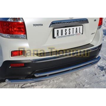 Защита заднего бампера двойная d57-d42 РусСталь для Toyota Highlander 2010-2014