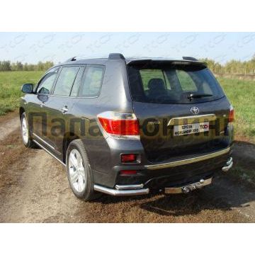 Защита задняя двойные уголки 60-42 мм ТСС для Toyota Highlander 2010-2014