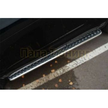 Пороги с площадкой алюминиевый лист d42 вариант 2 РусСталь для Toyota Highlander 2014-2016