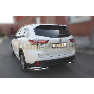 Защита задняя двойные уголки 60-50 мм ALFeco для Toyota Highlander 2014-2016