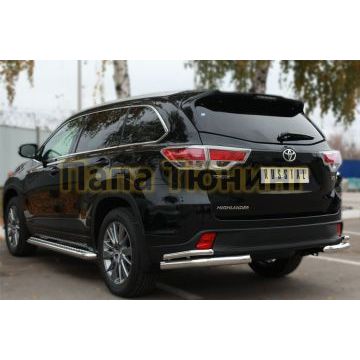 Пороги с площадкой алюминиевый лист d57 РусСталь для Toyota Highlander 2014-2016