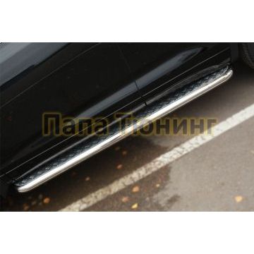 Пороги с площадкой алюминиевый лист d57 РусСталь для Toyota Highlander 2014-2016