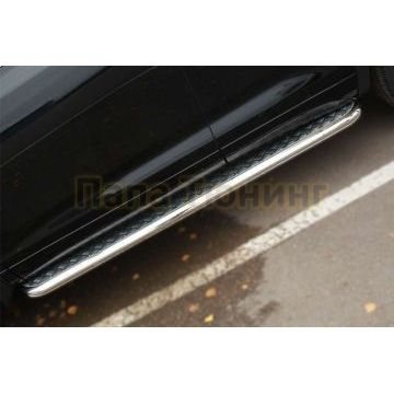 Пороги с площадкой алюминиевый лист d57 вариант 2 РусСталь для Toyota Highlander 2014-2016