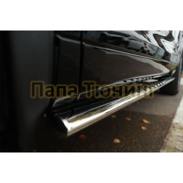 Пороги труба овальная с проступью 75х42 мм РусСталь для Toyota Highlander 2014-2016