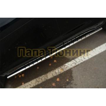 Пороги труба овальная с проступью 75х42 мм РусСталь для Toyota Highlander 2014-2016