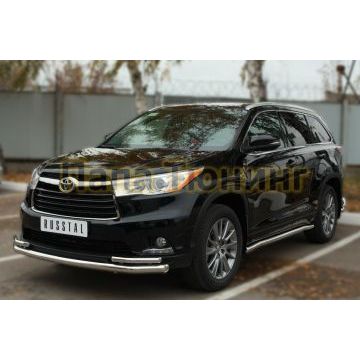 Защита передняя двойная d57-d42 РусСталь для Toyota Highlander 2014-2016