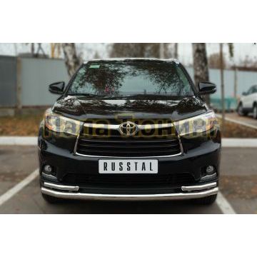 Защита передняя двойная d57-d42 РусСталь для Toyota Highlander 2014-2016