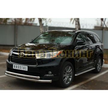 Защита передняя двойная d57-d57 РусСталь для Toyota Highlander 2014-2016