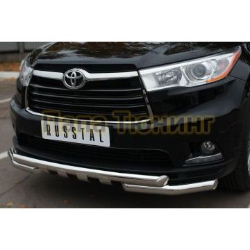Защита передняя двойная с клыками d57-d57 РусСталь для Toyota Highlander 2014-2016