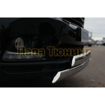 Защита передняя овальная двойная 75х42 мм РусСталь для Toyota Highlander 2014-2016