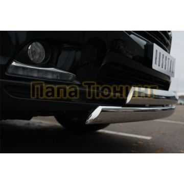 Защита передняя овальная двойная 75х42 мм РусСталь для Toyota Highlander 2014-2016