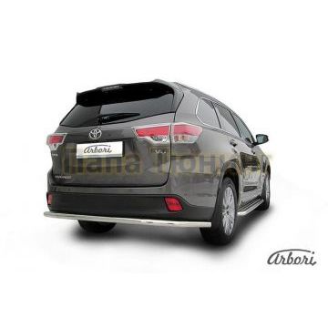 Защита заднего бампера длинная 57 мм Slitkoff для Toyota Highlander 2014-2020