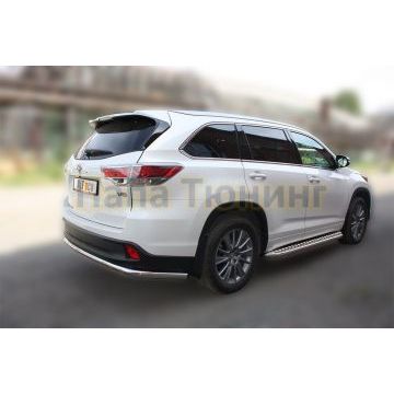 Защита заднего бампера длинная 60 мм ALFeco для Toyota Highlander 2014-2016
