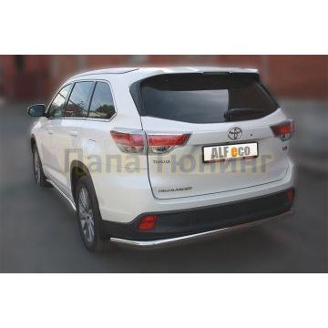 Защита заднего бампера длинная 60 мм ALFeco для Toyota Highlander 2014-2016