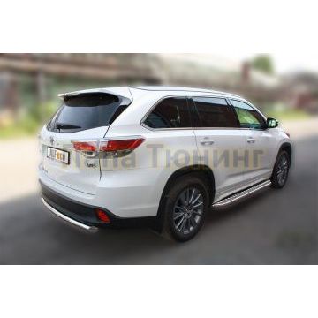 Защита заднего бампера короткая 60 мм ALFeco для Toyota Highlander 2014-2016