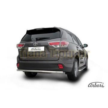 Защита заднего бампера радиусная 57 мм Slitkoff для Toyota Highlander 2014-2020