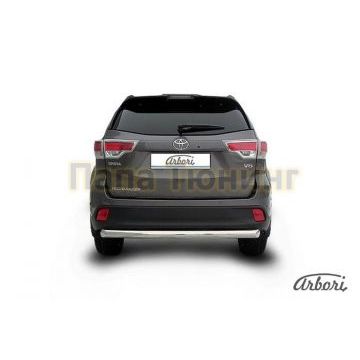 Защита заднего бампера радиусная 76 мм Slitkoff для Toyota Highlander 2014-2020