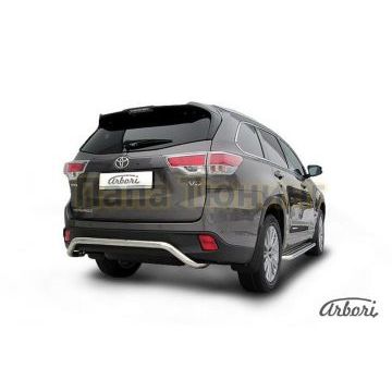 Защита заднего бампера скоба 57 мм Slitkoff для Toyota Highlander 2014-2020