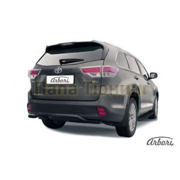 Защита заднего бампера чёрная сталь волна 57 мм Slitkoff для Toyota Highlander 2014-2020