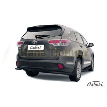 Защита заднего бампера чёрная сталь волна длинная 57 мм Slitkoff для Toyota Highlander 2014-2020