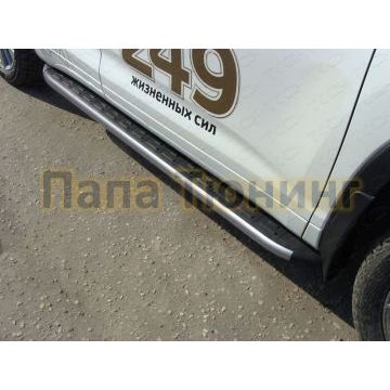 Пороги алюминиевые ТСС с накладкой серые для Toyota Highlander 2017-2020