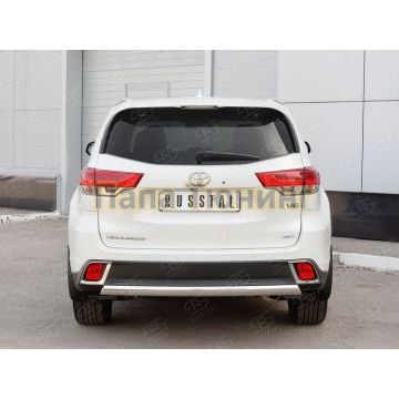 Защита заднего бампера овальная 75х42 мм РусСталь для Toyota Highlander 2017-2020