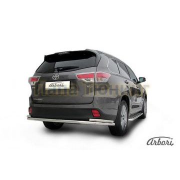 Защита заднего бампера двойная длинная 57-42 мм Slitkoff для Toyota Highlander 2014-2020 Защита заднего бампера двойная длинная 57-42 мм Slitkoff для Toyota Highlander 2014-2020