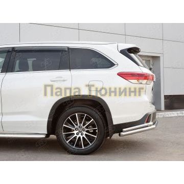 Защита заднего бампера двойная с уголками d57-d42 РусСталь для Toyota Highlander 2017-2020