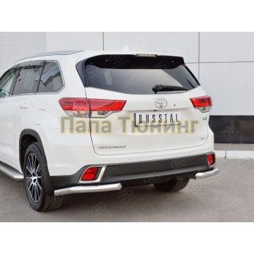 Защита задняя уголки d57 РусСталь для Toyota Highlander 2017-2020