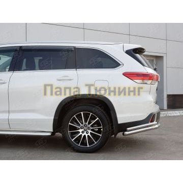 Защита задняя двойные уголки d57-42 смм РусСталь для Toyota Highlander 2017-2020