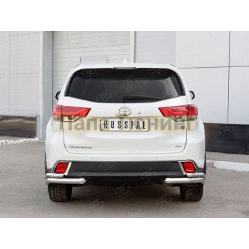 Защита задняя двойные уголки d57-42 смм РусСталь для Toyota Highlander 2017-2020