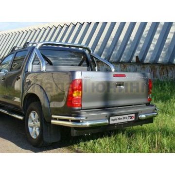 Защита задняя двойные уголки 76-42 мм ТСС для Toyota Hilux 2008-2011