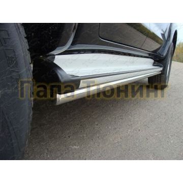 Защита штатных порогов 42 мм ТСС для Toyota Hilux 2011-2015
