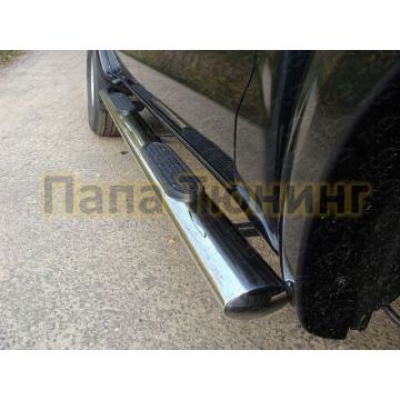 Пороги труба овальная с накладками 120х60 мм ТСС для Toyota Hilux 2011-2015 Пороги труба овальная с накладками 120х60 мм ТСС для Toyota Hilux 2011-2015