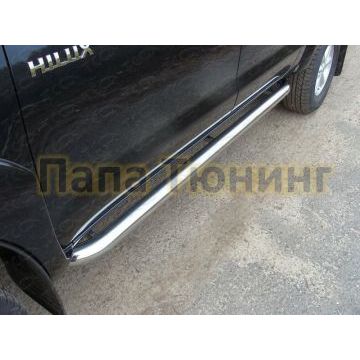 Пороги труба 76 мм ТСС для Toyota Hilux 2011-2015 Пороги труба 76 мм ТСС для Toyota Hilux 2011-2015