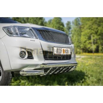 Защита передняя двойная 76-76 мм ALFeco для Toyota Hilux 2011-2015