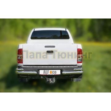 Защита задняя двойные уголки 76-50 мм ALFeco для Toyota Hilux 2011-2015