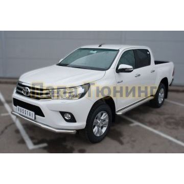 Пороги с площадкой алюминиевый лист d42 вариант 2 РусСталь для Toyota Hilux 2015-