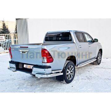 Защита задняя двойные уголки 76-50 мм ALFeco для Toyota Hilux 2015-