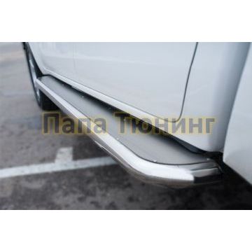 Пороги с площадкой нержавеющий лист 63 мм РусСталь для Toyota Hilux 2015-