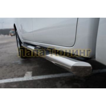 Пороги труба с накладками d76 вариант 1 РусСталь для Toyota Hilux 2015-